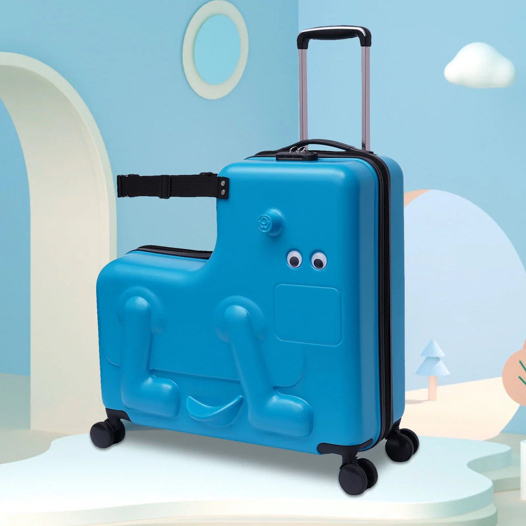 Ride-on Kid's Suitcase Luggage,ABS+PC Travel Portable 4-12 Universal 24" Aged Wheel Wuzstar Waterproof Years
