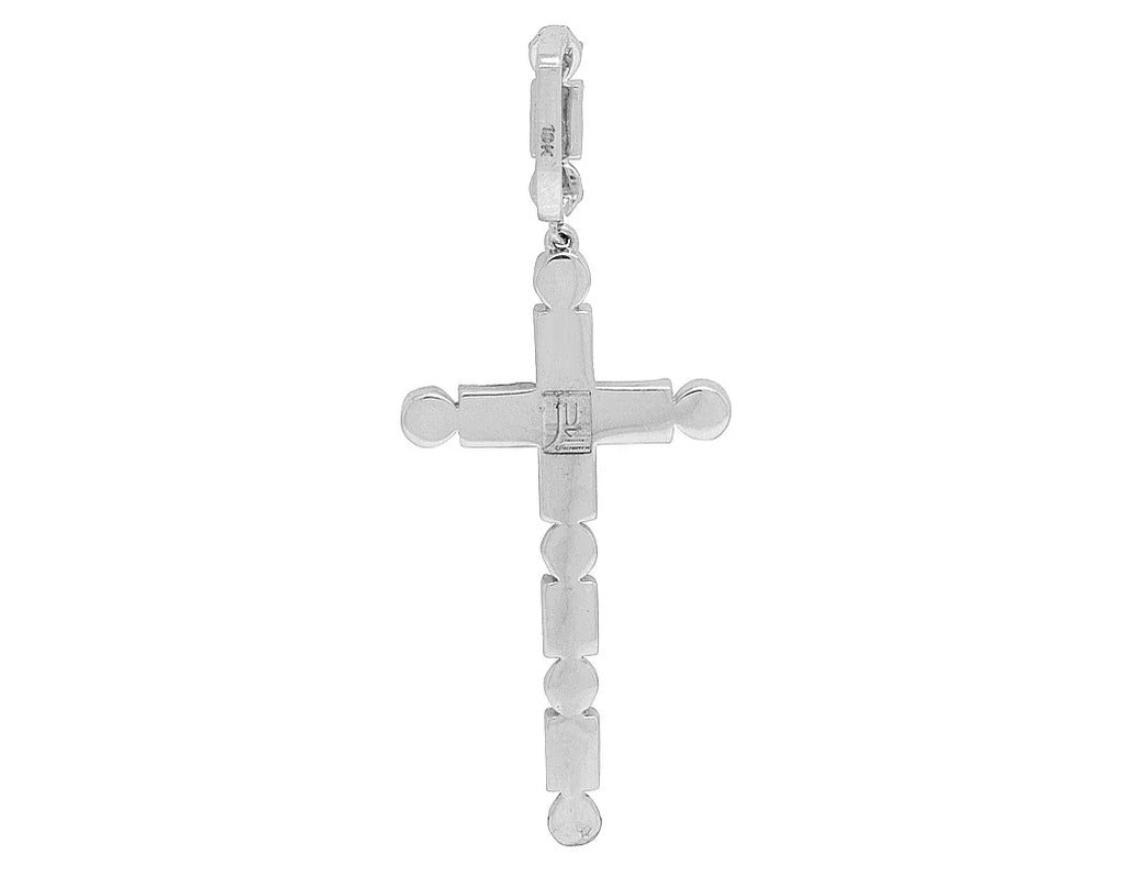 1.2CT Unisex Cross Real 10K White Diamond Gold Baguette Flower 2" Cluster