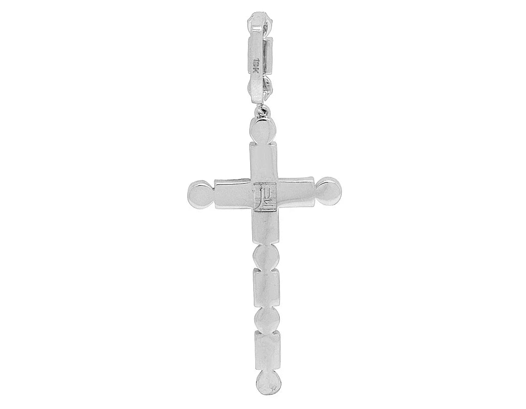 1.2CT Unisex Cross Real 10K White Diamond Gold Baguette Flower 2" Cluster