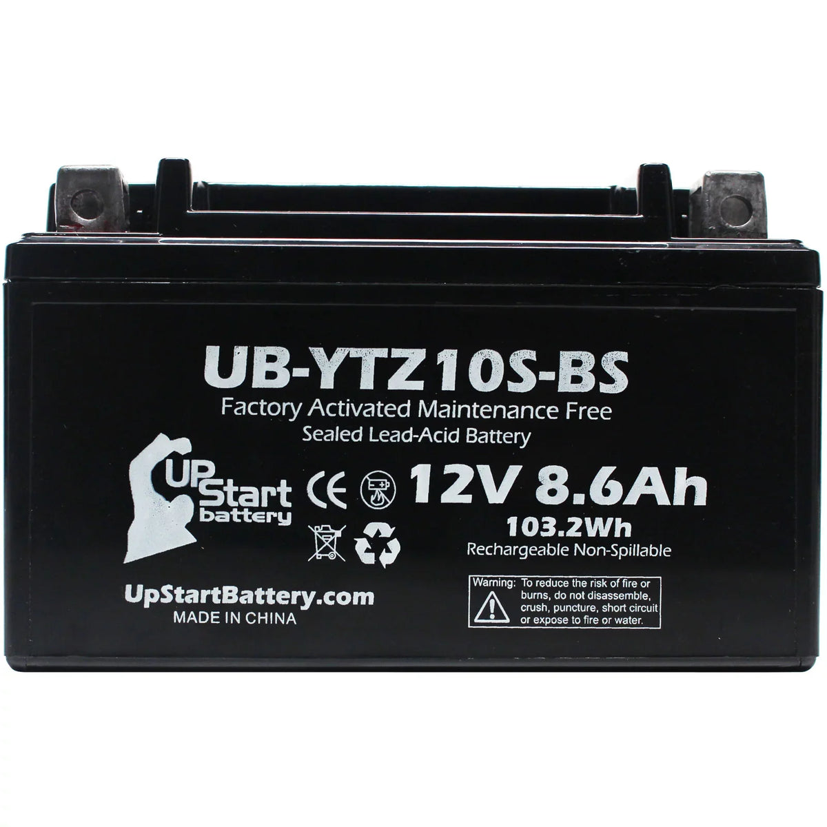 for Free, Activated, 2010 Replacement UB-YTZ10S-BS Factory Yamaha 8.6Ah, UpStart 12V, YZF-R1 Battery 4-Pack 1000CC Maintenance Motorcycle - Battery