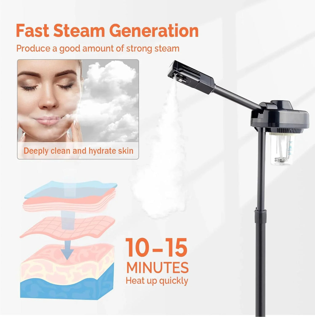 Spa Deep Steamer, with Home, Steamer Professional Face Hot Beauty Cleaning Mist Care Rotatable Skin Steamer Ozone Salon Personal Facial for Sprayer, Esthetician