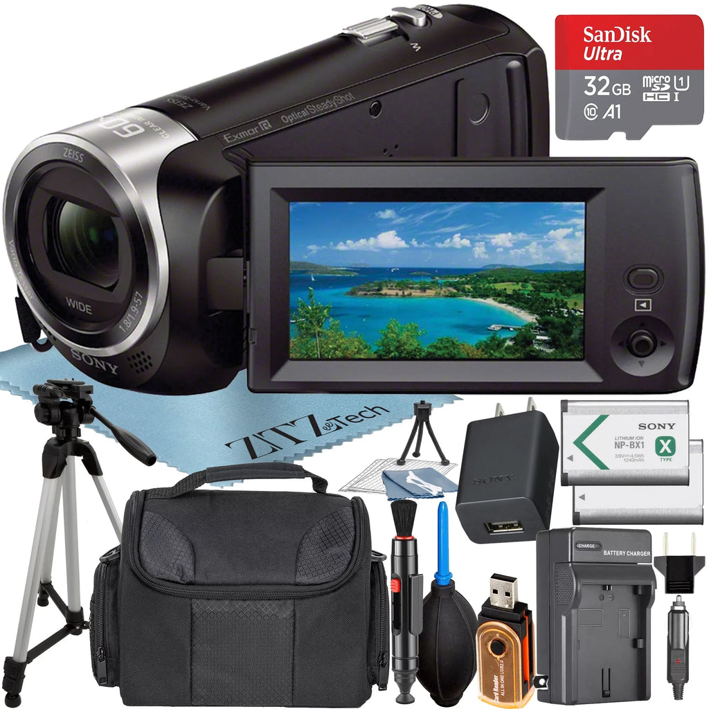 Handycam 32GB Charger + Card HD Recording SD + ZeeTech Camcorder Memory HDR-CX405 + Tripod Video Bundle with Accessory Micro Sony + Case