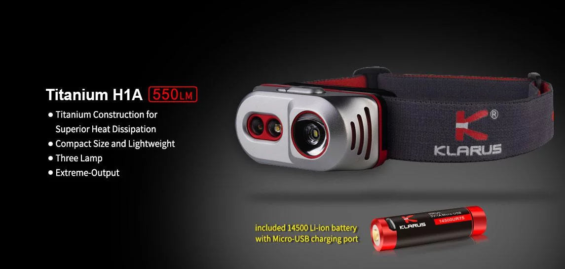 '-Battery Lumens H1A -550 Headlamp V6 XP-L LED Included Klarus Rechargeable -CREE