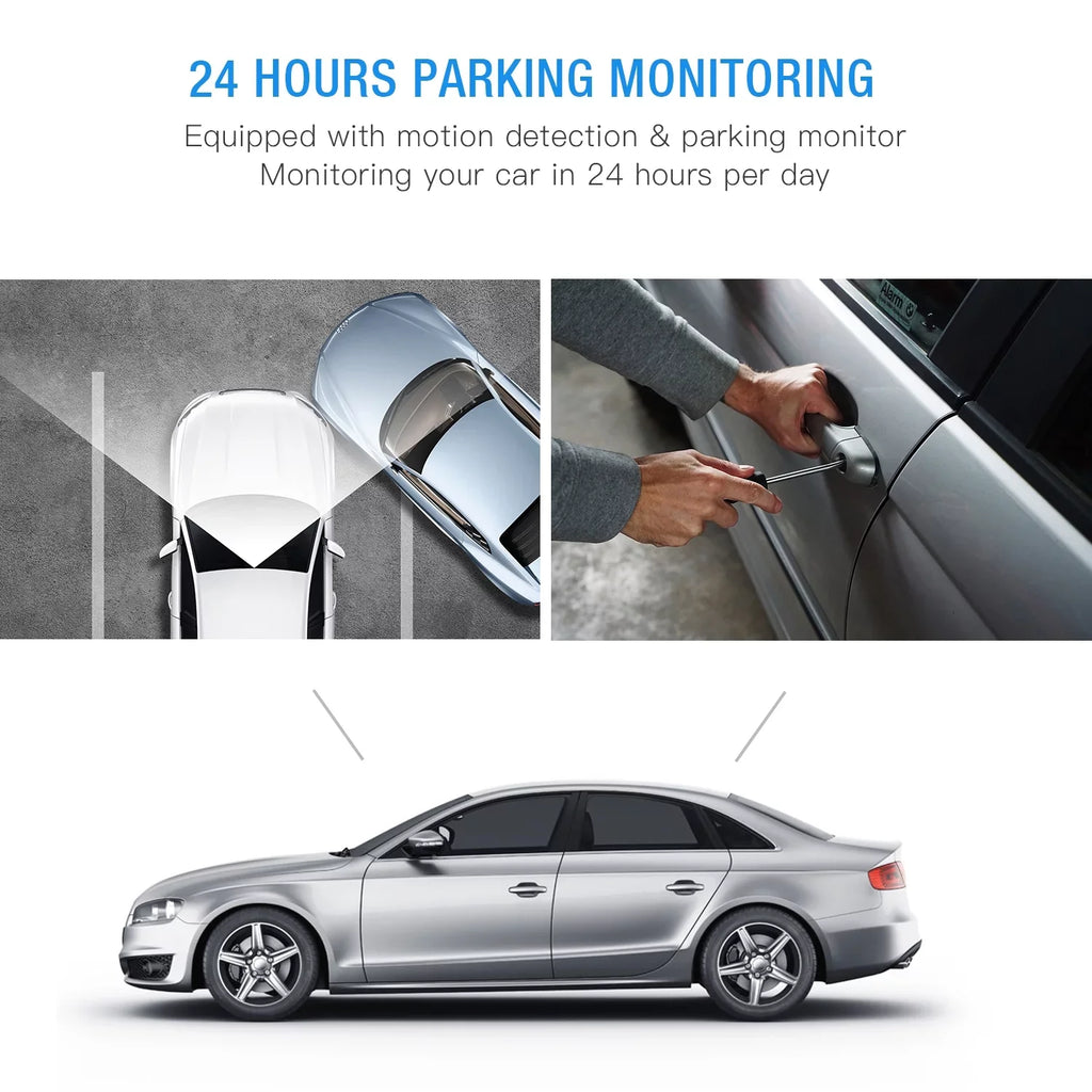 3" TOGUARD G-Sensor, Night LCD Screen Car Dual Dash Vision Recording with Monitor, Loop 1080P Dash Parking Front and Camera Cam IR Camera Inside