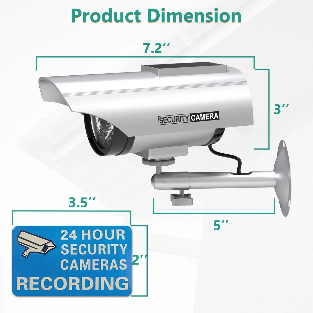 with Surveillance 1 Bullet Indoor (SOLTC-S4), Simulated Camera Silver Fake Outdoor Security Dome Dummy WALI 4 Powered Packs, Decal Solar LED CCTV Sticker Alert Security Light,