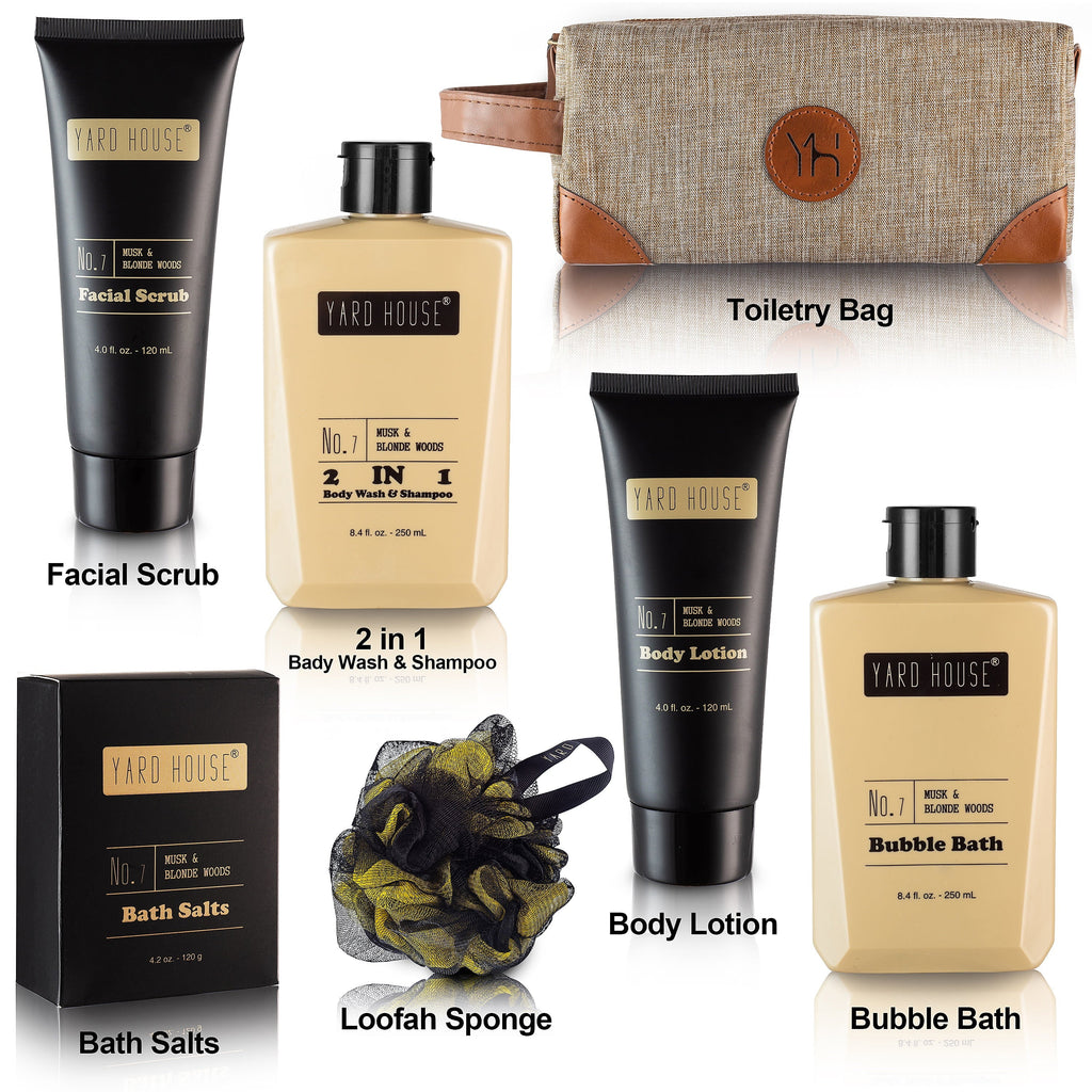 Bath Blonde Spa Gifts Lotion, Size Bath and Wash, Gift Basket Facial Set Body - House Woods Shower Him Bubble Yard Bath, Puff Mens for Bag-Full Body Salts, Scented Luxury Musk Scrub, in and Toiletry