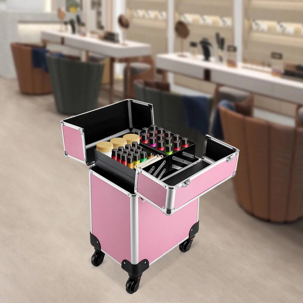 Miumaeov Trolley Professional with Storage Makeup Cosmetic Train 4-Tier Rolling Wheels Organizer Case Makeup
