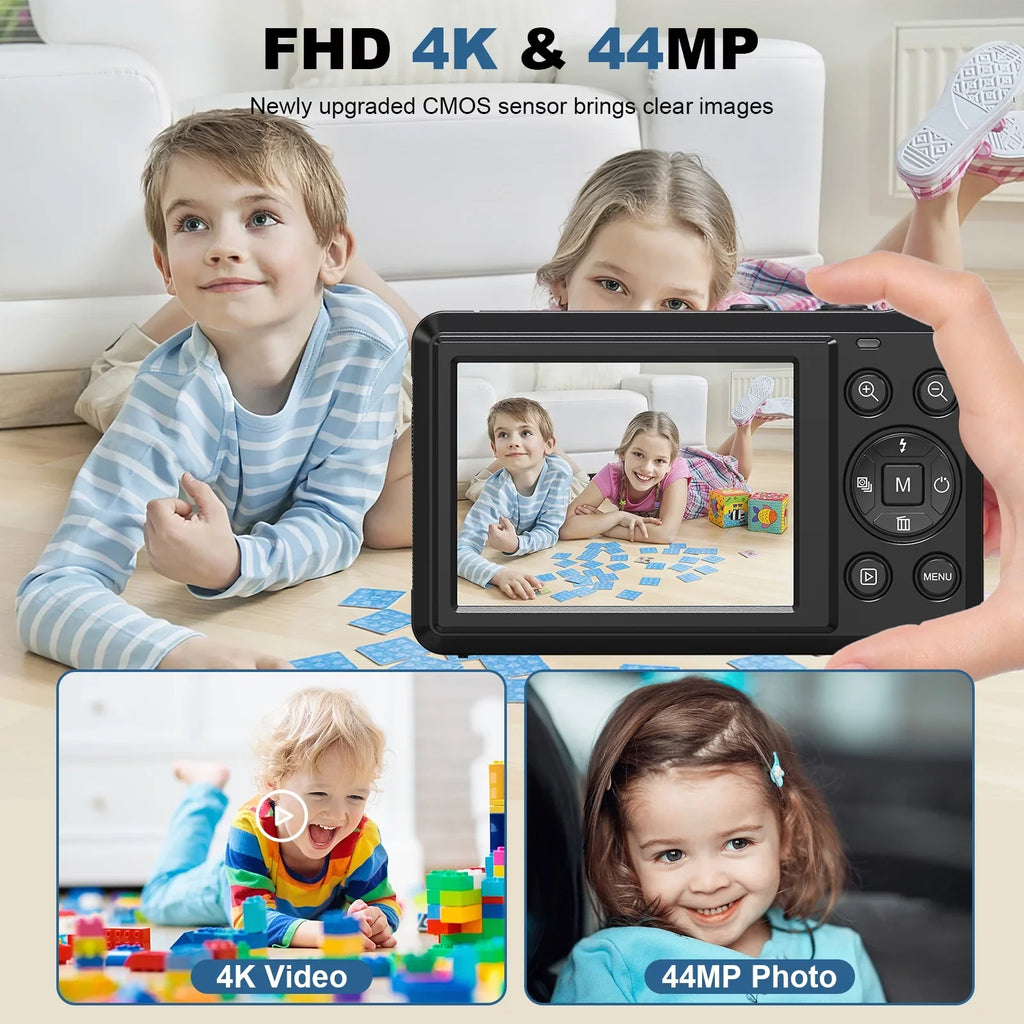 and Portable Camera 4K and 44MP Compact Card Zoom, 32GB Batteries SEREE Digital with SD Digital Shoot Camera Cameras with Autofocus 2 2.4'' Point Digital 16X