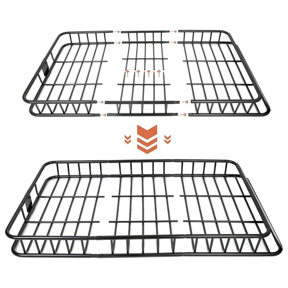 Basket Roof Universal Holder Carrier 64'' Rack Cargo w/Extension Luggage Teledu Top SUV