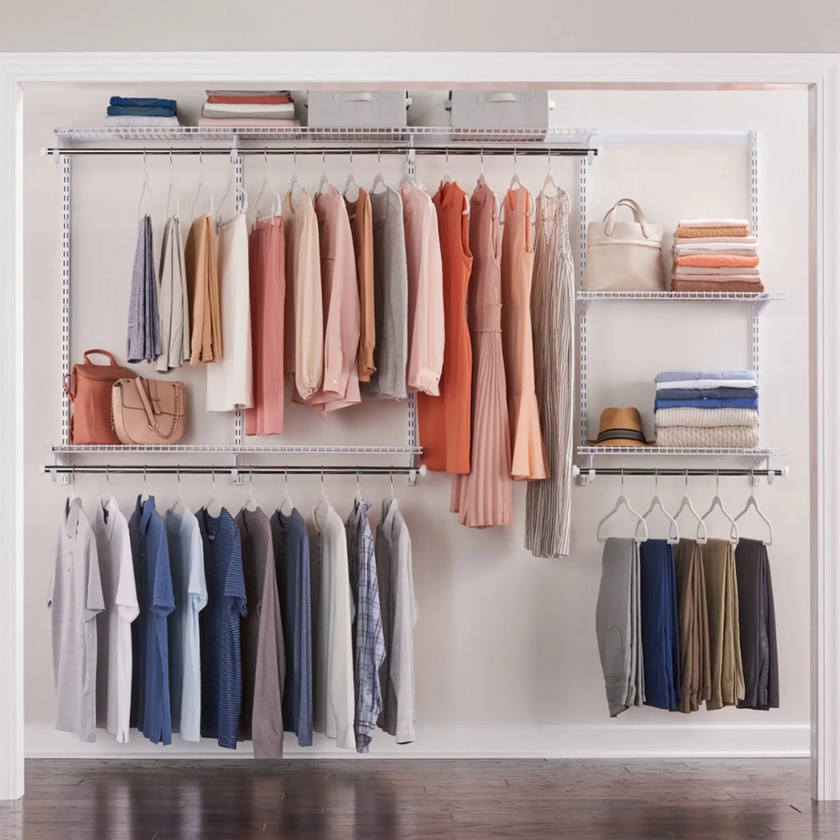 8 Custom to 4 (2 Rubbermaid Kit, Closet White Configurations Pack) Ft Organizer