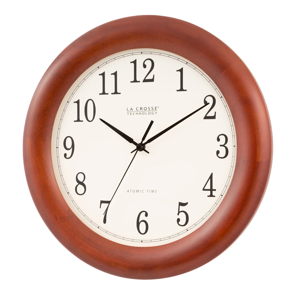 Inch Technology finish WT-3122A-Int La Cherry Analog Clock, 12.5 Crosse Oak Atomic Wood