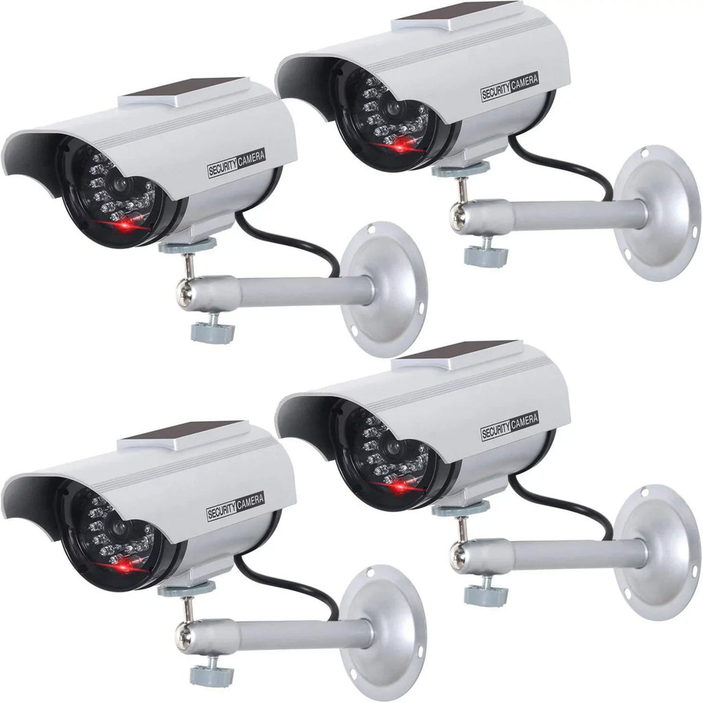 with Surveillance 1 Bullet Indoor (SOLTC-S4), Simulated Camera Silver Fake Outdoor Security Dome Dummy WALI 4 Powered Packs, Decal Solar LED CCTV Sticker Alert Security Light,