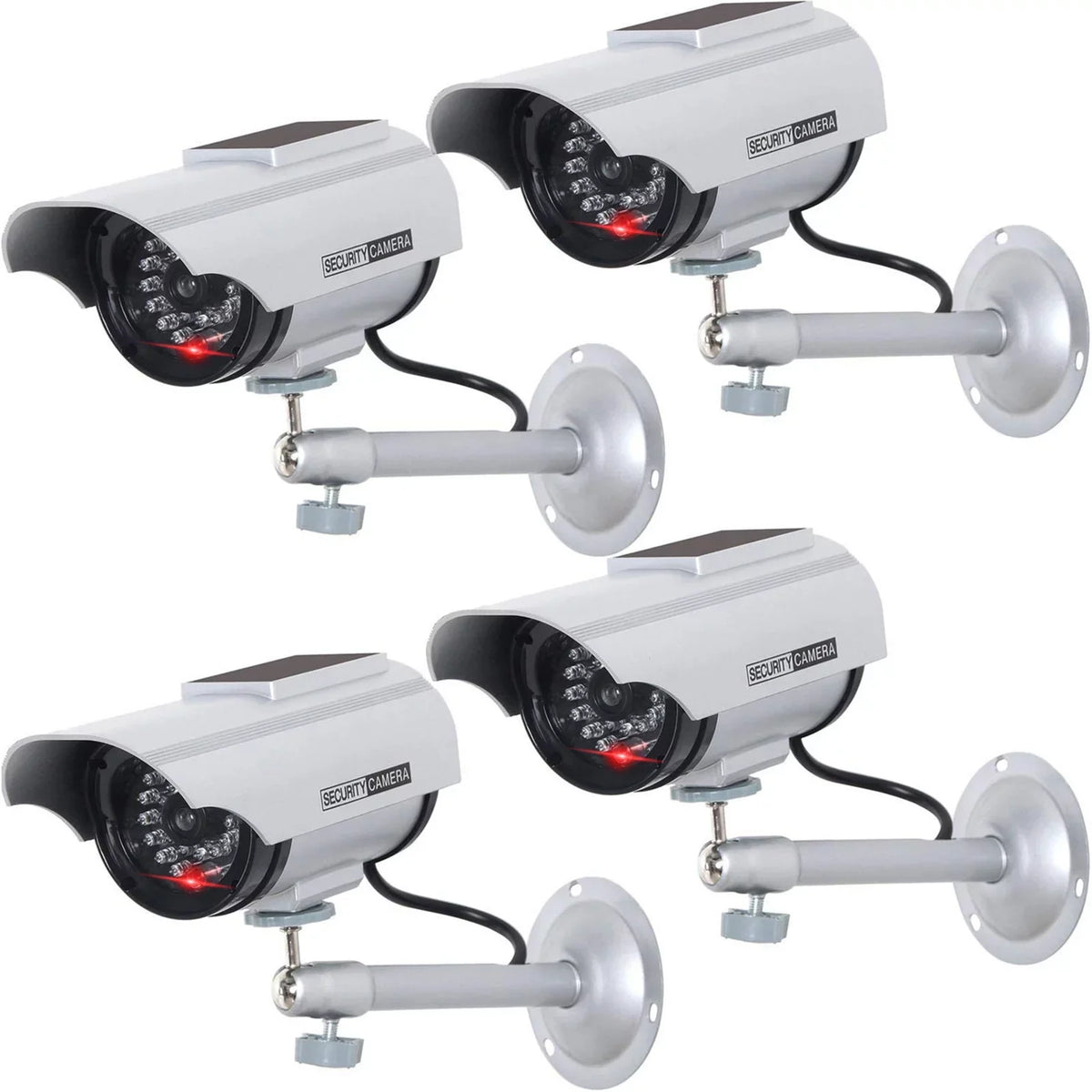with Surveillance 1 Bullet Indoor (SOLTC-S4), Simulated Camera Silver Fake Outdoor Security Dome Dummy WALI 4 Powered Packs, Decal Solar LED CCTV Sticker Alert Security Light,