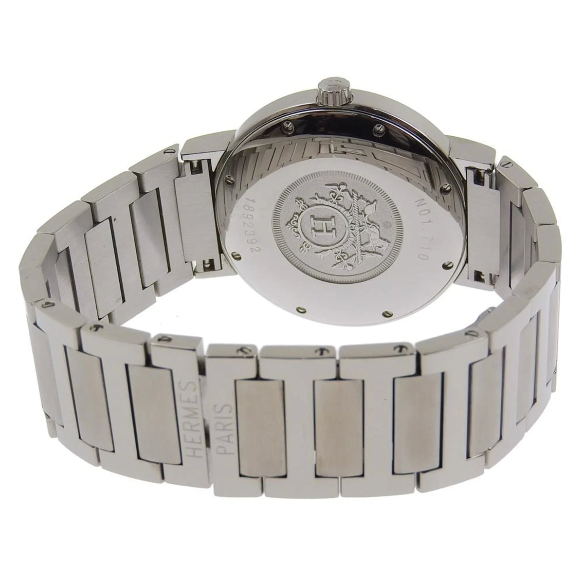 Made (Fair) Quartz Dial White Watch Display Steel NO1.710 Stainless Pre-Owned Men's Nomad Silver Swiss Analog Hermes