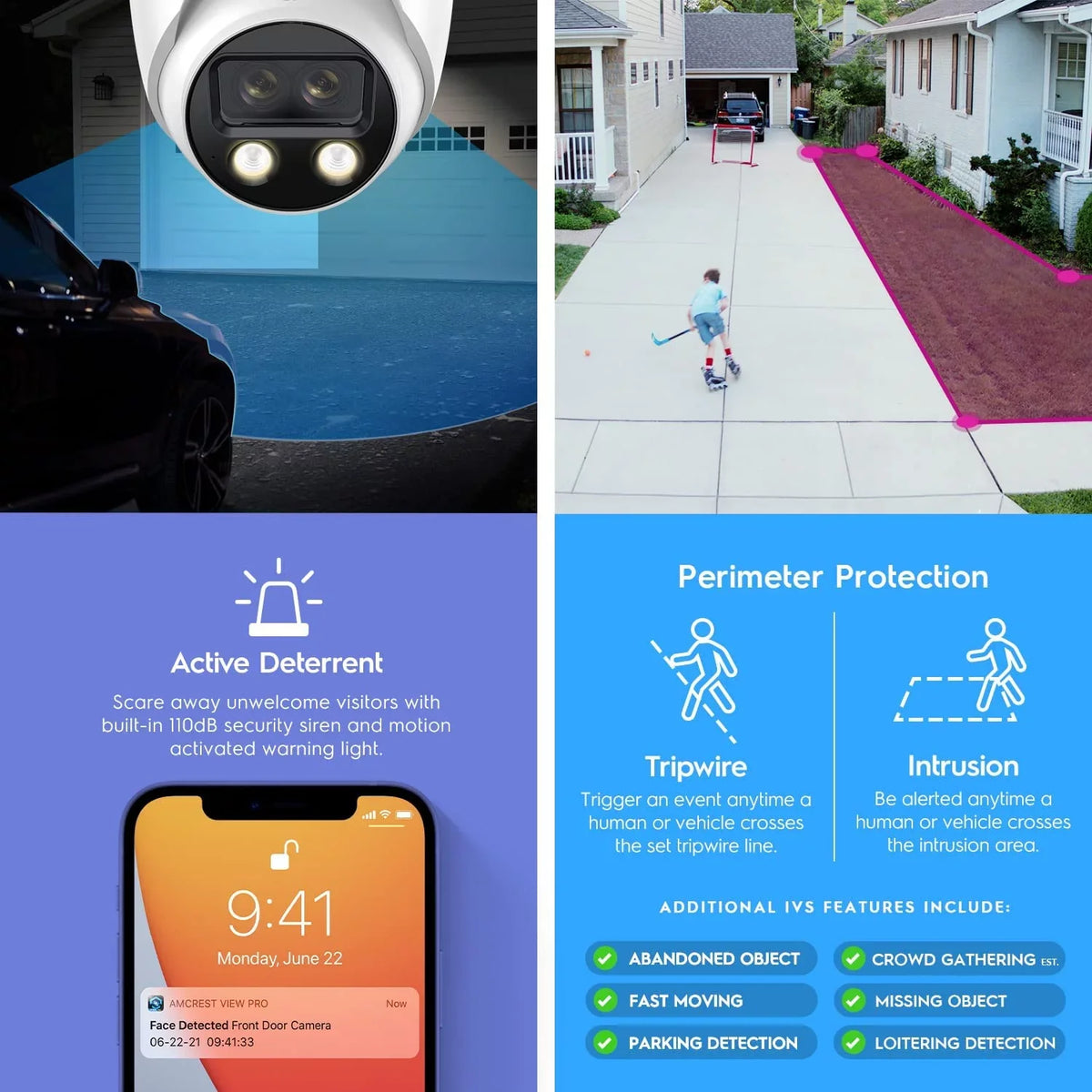8MP Security Camera, x Turret 4K Amcrest POE (2 IP (2 @25fps, 2K) x Outdoor 4MP) Dual-Lens AI