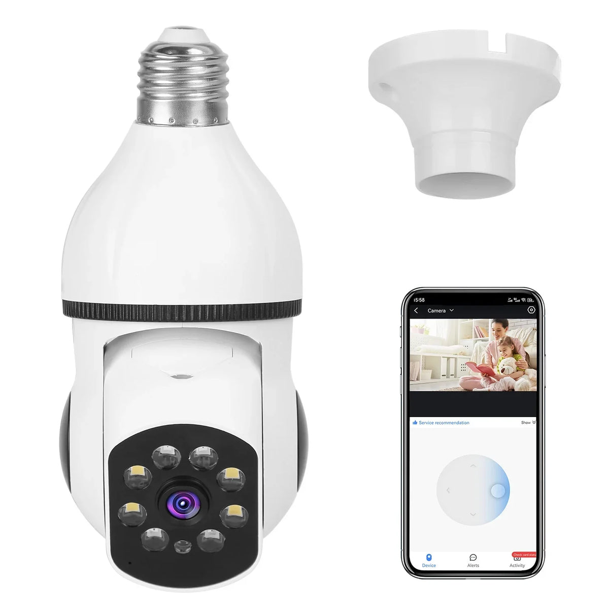 Audio Security iMounTEK Camera Tracking Panoramic WiFi Wireless 1080P Control Alarm 360 APP E27 Bulb Surveillance Camera FHD Electric Degree Two-Way Night Motion Vision
