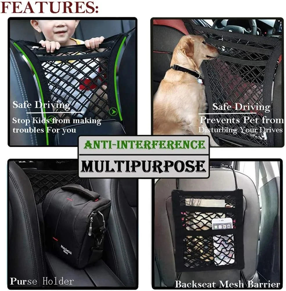 Car Stretchable with SUVs for Auto Barrier Storage Baby and Net DYKESON with Children, Barrier to Mesh Drive Pets Install,Safer 3 Organizer -Easy Safety Universal Layer(M) Pet Bag Dog Cars,