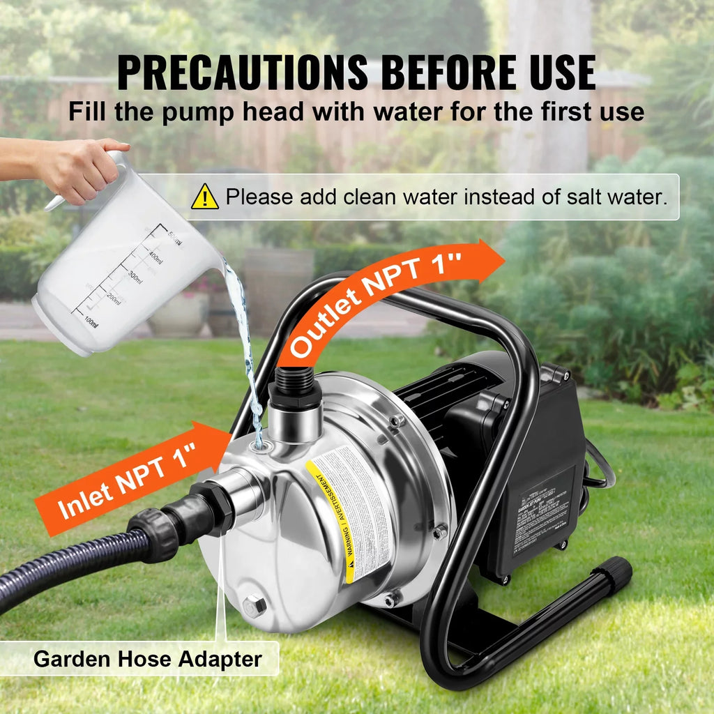 psi BENTISMShallowWell Portable Steel Booster 87 GPH Lawn 164 ft Garden Stainless for 1200 Jet 1.5 115V, Pumps Fountain, Pressure, Height, Sprinkler Max Lake system, Irrigation Pump, WaterTransfer HP