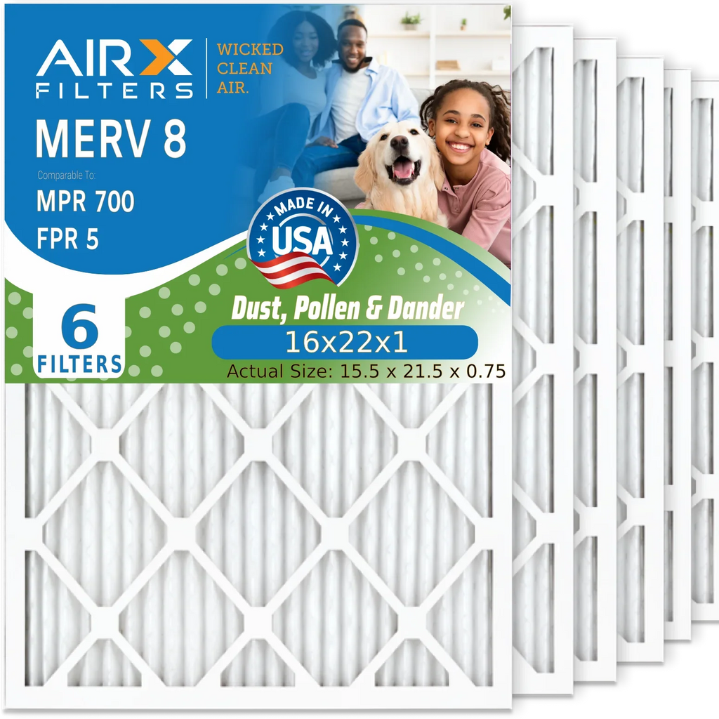 by FPR HVAC 6 Furnace AIR. FILTERS Electrostatic 16x22x1 Filter Air AIRX Filters 700 Pack & Pleated Air WICKED MPR Premium USA 16x22x1 AC Filter MERV to 8 Conditioner Comparable Made CLEAN 5