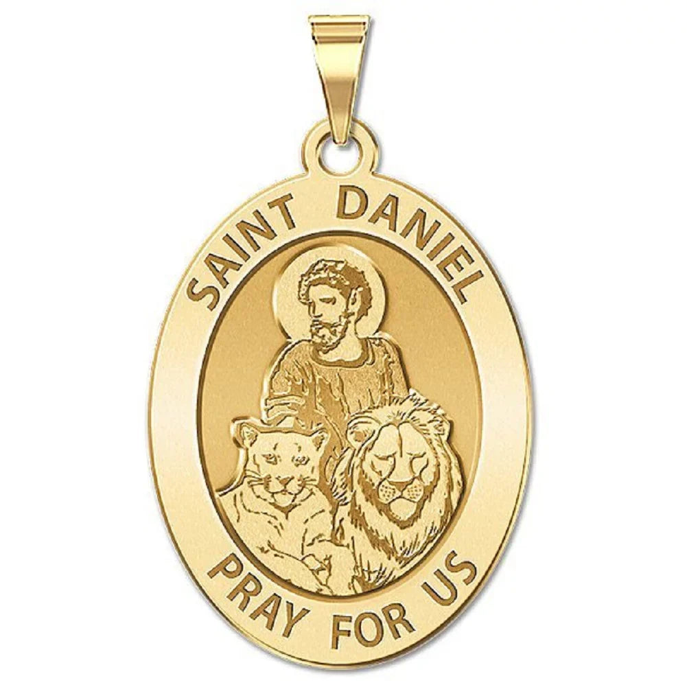 Adult-1/2x2/3 Religious Medal Oval Necklace Yellow Picturesongold.Com 14K Pendants Daniel Gold Saint