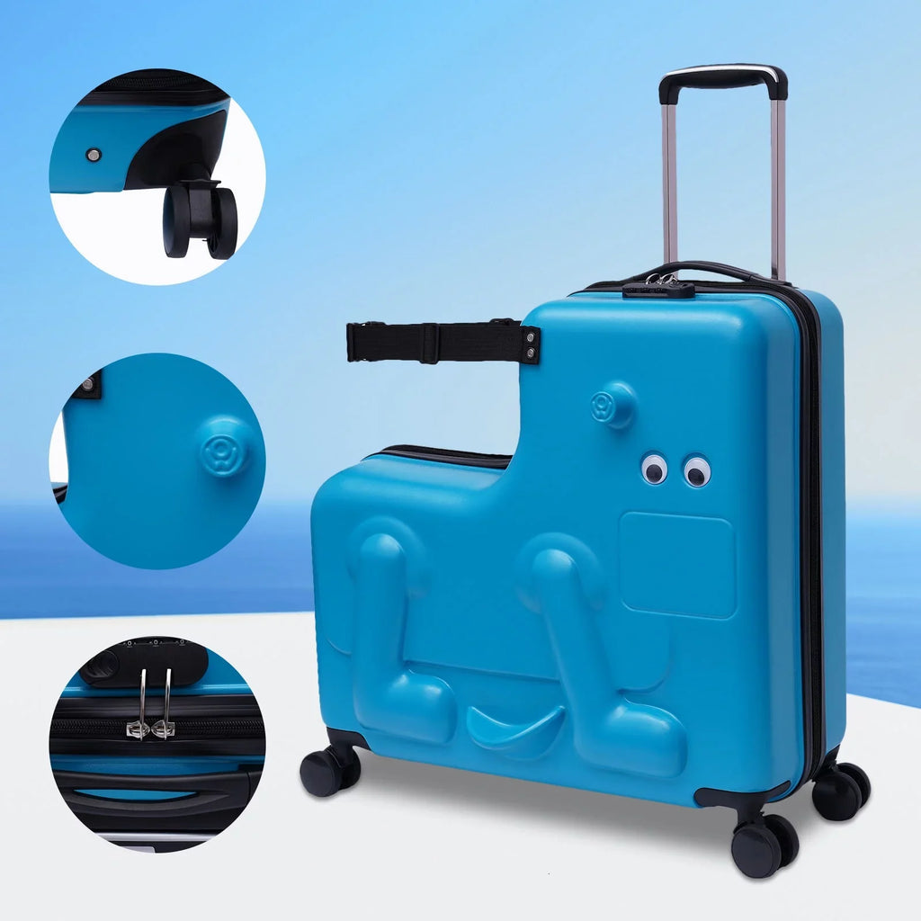 Ride-on Kid's Suitcase Luggage,ABS+PC Travel Portable 4-12 Universal 24" Aged Wheel Wuzstar Waterproof Years