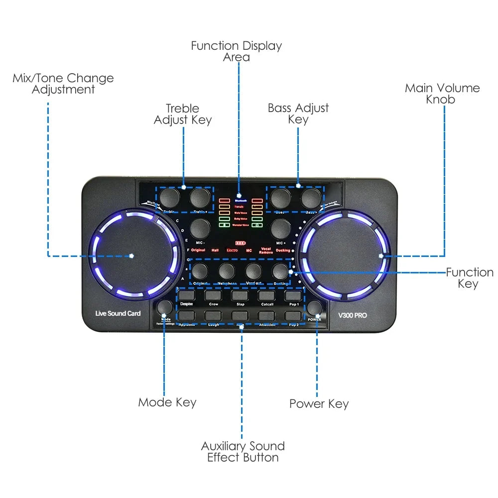 for Sound Phone GoolRC Smart SingingLive Sound and Broadcasting/ Computer Live Compatible Multifunctional Pro Voice and Rechargeable V300 with Recording