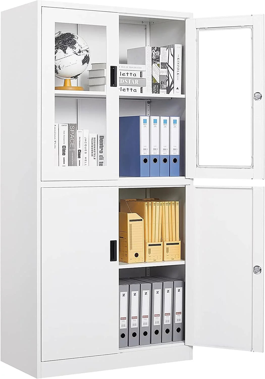 for STANI Metal Storage Storage Assembly Locker,Locking Doors Office Glass Cabinets Steel 71" Tool Cabinet Required with Office,Home,-