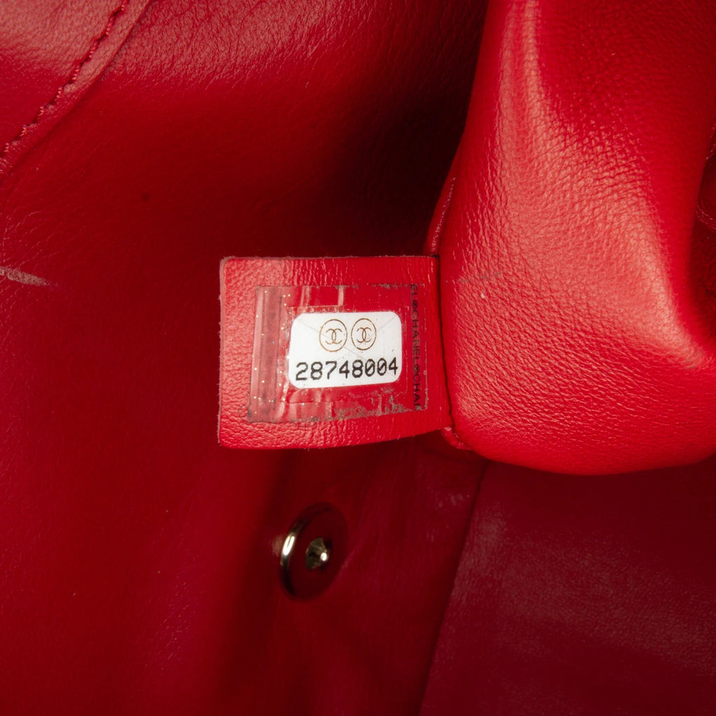 Lambskin Small (Good) Satchel Authenticated Red Flap Unisex Bag Chanel Leather Carry Easy Pre-Owned