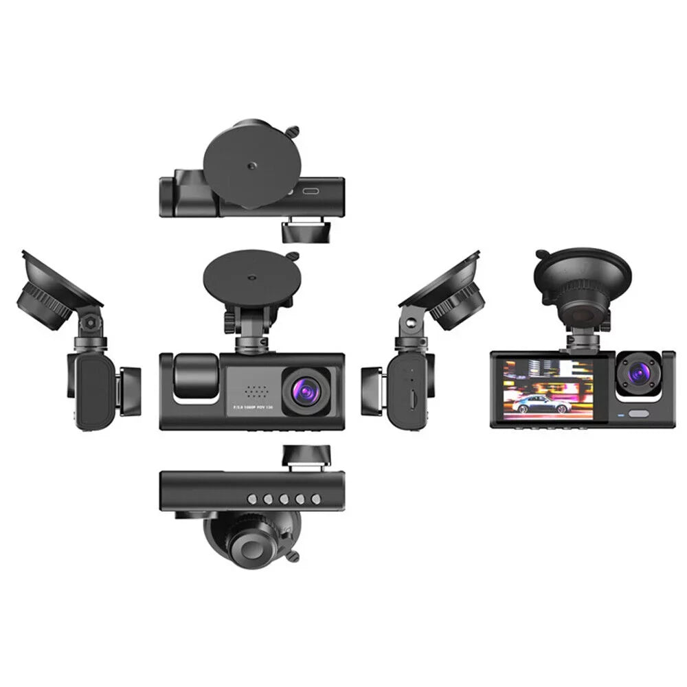Front/Rear/Inside Dash Cam G-sensor 1080P Dual Lens Jinyi Camera Video Car Recorder