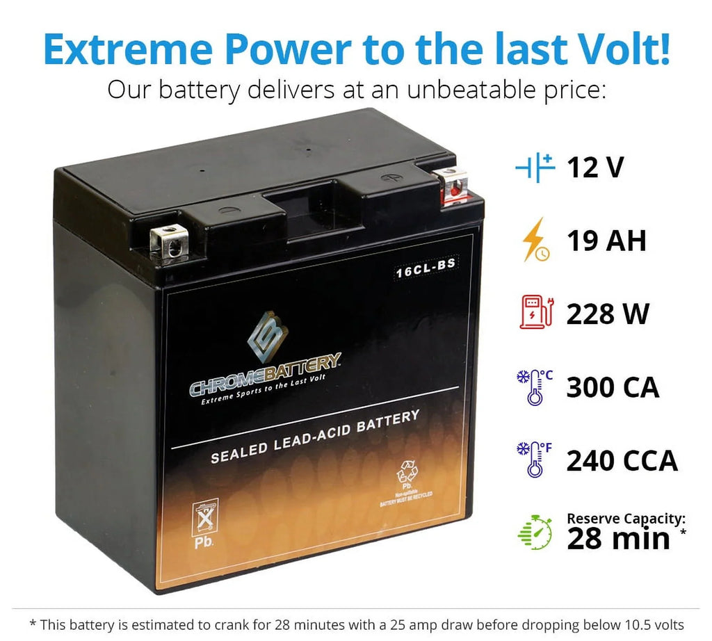 Yb16cl-bs Js440 for 440cc Ski Kawasaki Battery Battery Jet Chrome 87-'92