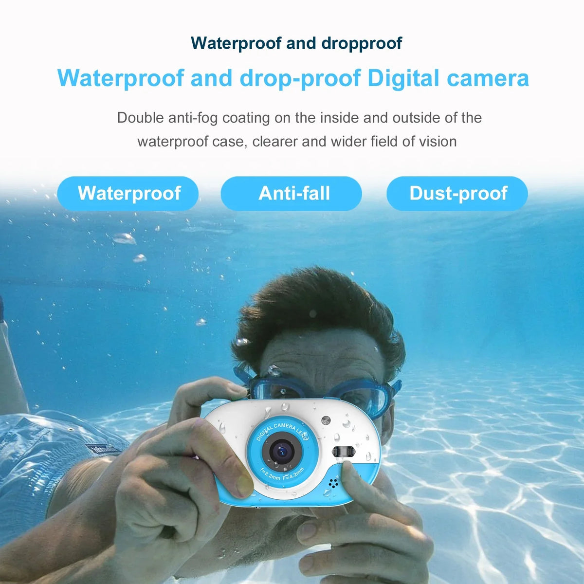 for 2.4 Inch Front Rear 8MP IPS Screen Dual Self-timer PhotoVideo Waterproof One-click with Anself Digital 5s Cameras and