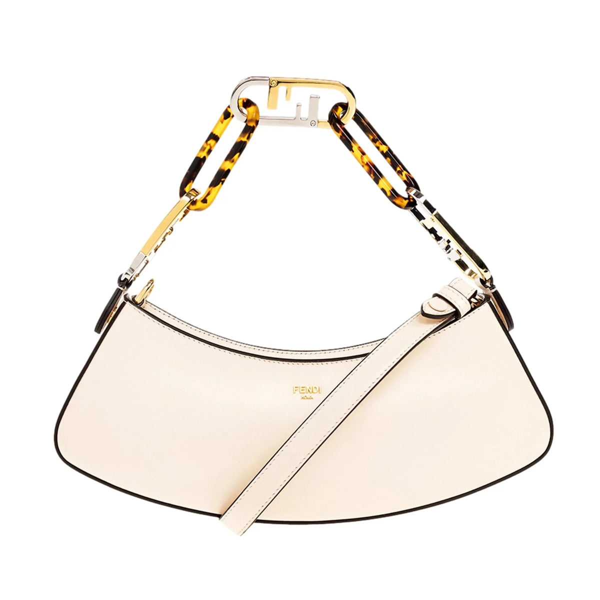 Fendi Shoulder Calfskin Bag Ivory Leather Swing O'Lock