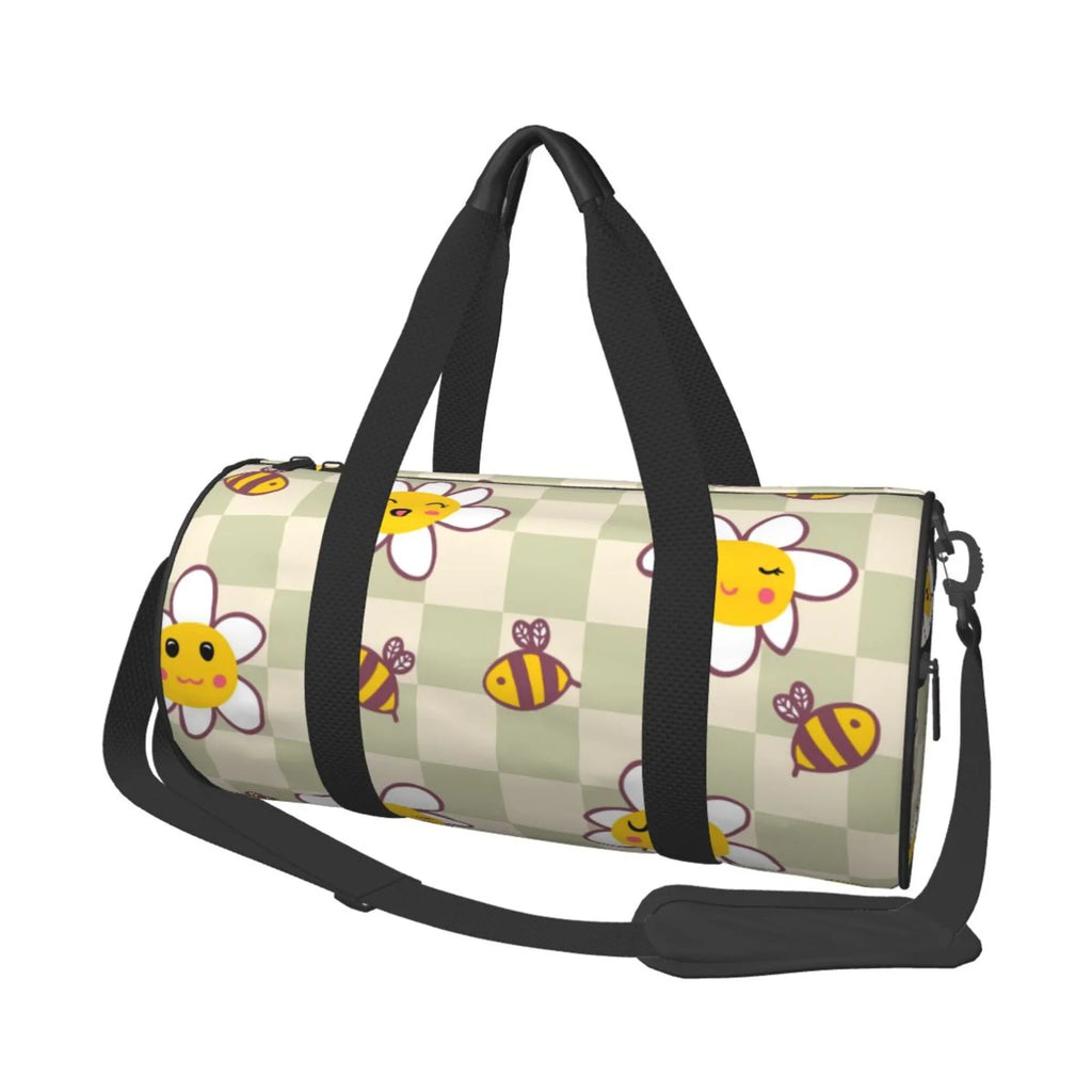 Weekenders ZICANCN Duffle Bag, Bag Bees Tote for Gym Sports Travel Bags Men Checkerboard Women Retro Daisies