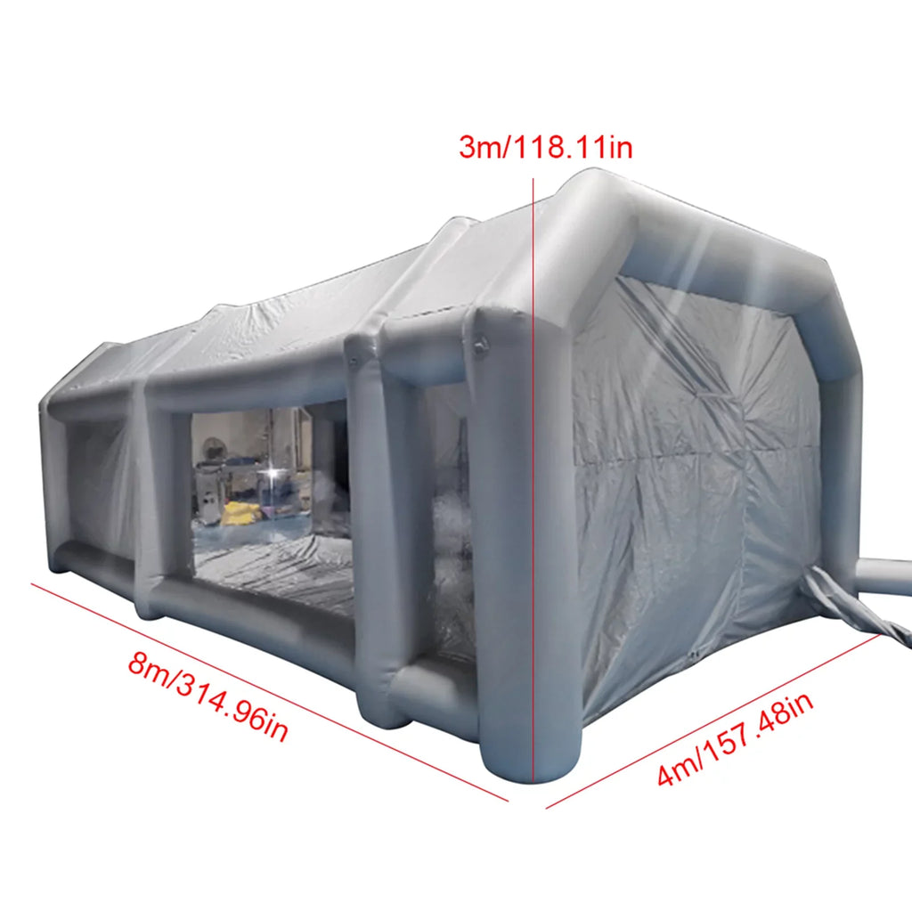 Windows Built-in Paint 26x13x10ft Inflatable Spray Portable Blower Spray Mobile Filter Booth System Paint PVC Air Miumaeov Spray Tent Paint and Transparent with Giant Inflatable Booth
