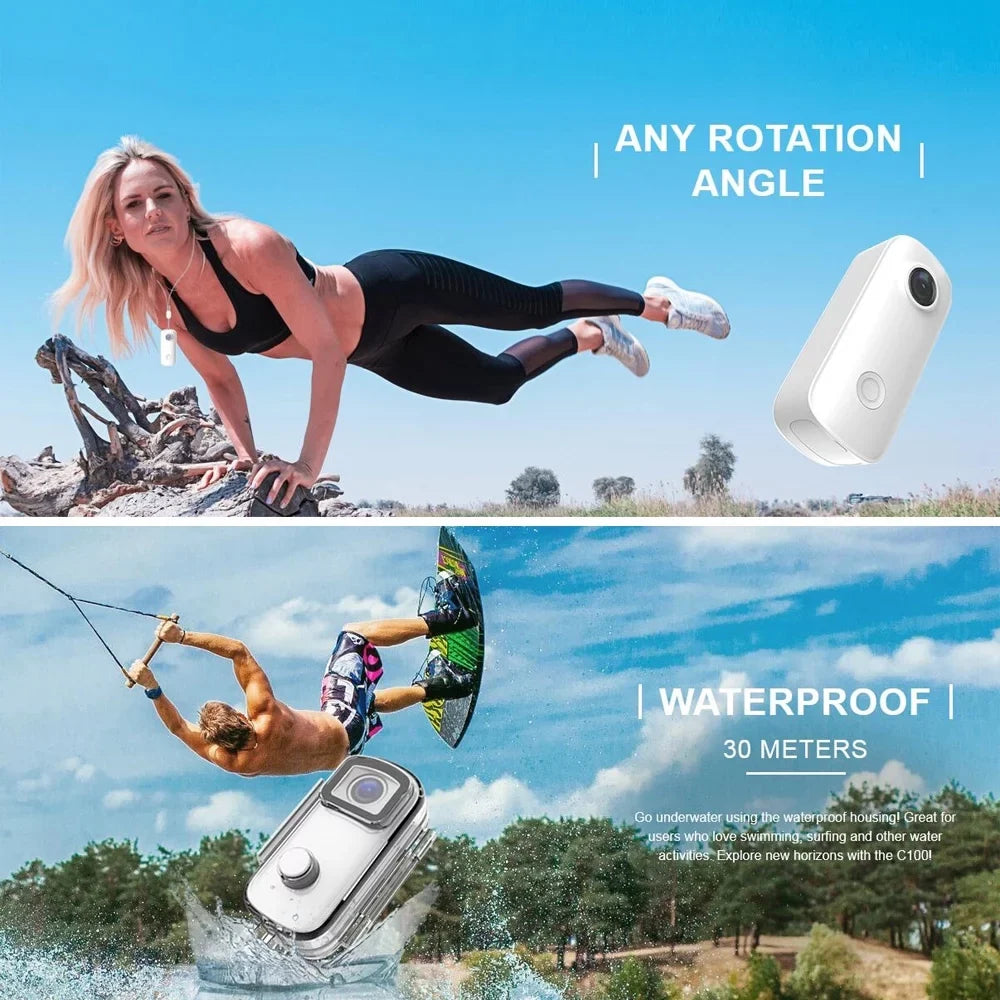 Clip Eryue 30m C100Camera W1f1 camera,Waterproof Body Clip Waterproof Battery App Camera Camera Battery Clip Waterproof Built-in Camera Camera Case App Video Battery C100