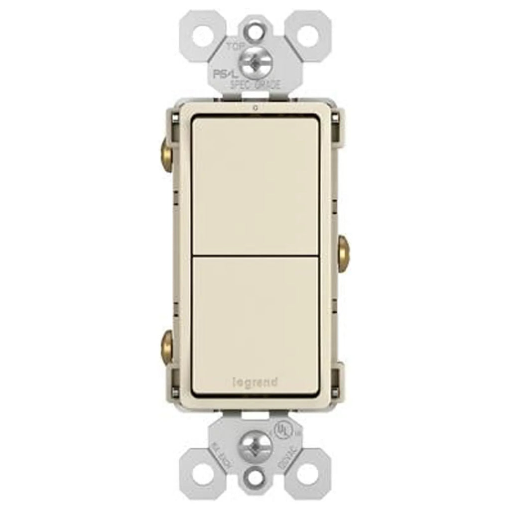 Legrand Seymour Pass Switch, Radiant & 6 - Single-Pole Quantity Almond 2 Light 15A, RCD11LACC6