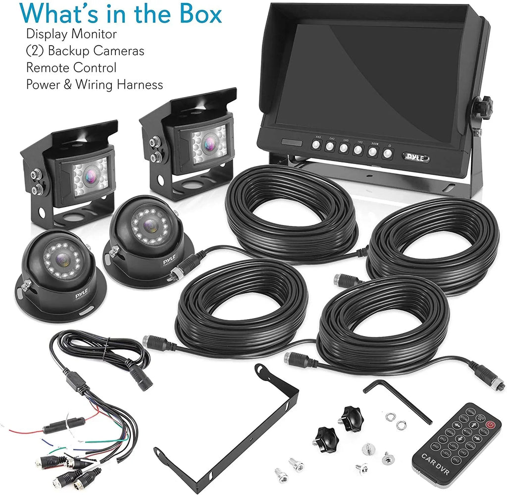 Tilt-Adjustable, Recorder, - PLCMTRDVR47 Pyle Parking System Kit Reverse Universal w/ Car Mount Back Night Camera Video Monitor, Up Rearview Rear 9 DVR Truck Dual View LCD Backup Vision, Vehicle -
