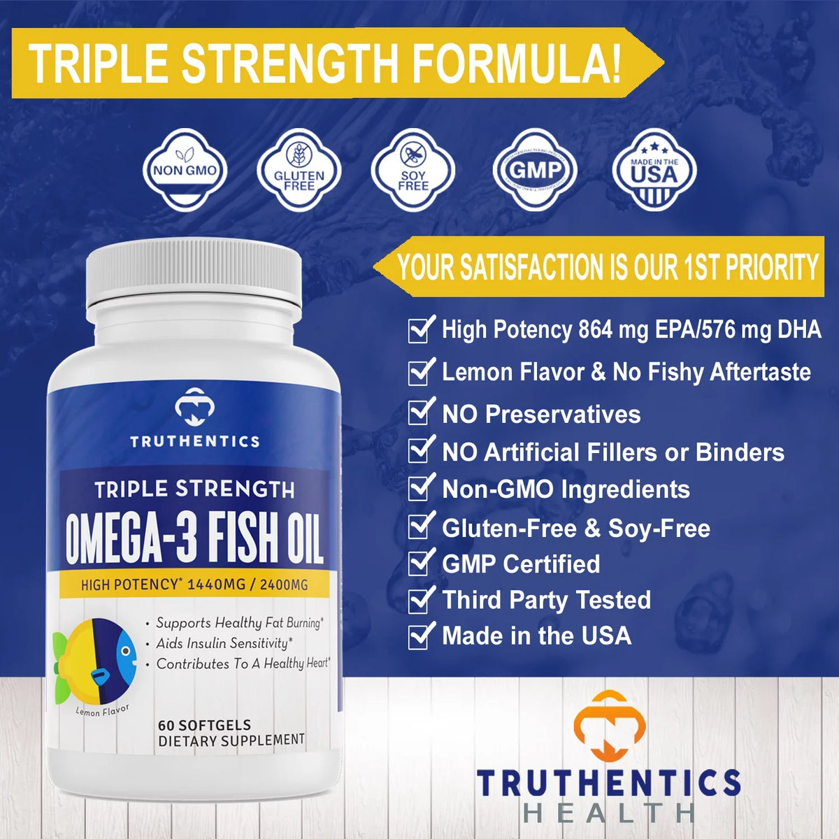 Turmeric - Each Fish Triple 3 Strength Omega Curcumin with Plus Oil Bundle Bioperine Count 60 650mg Truthentics