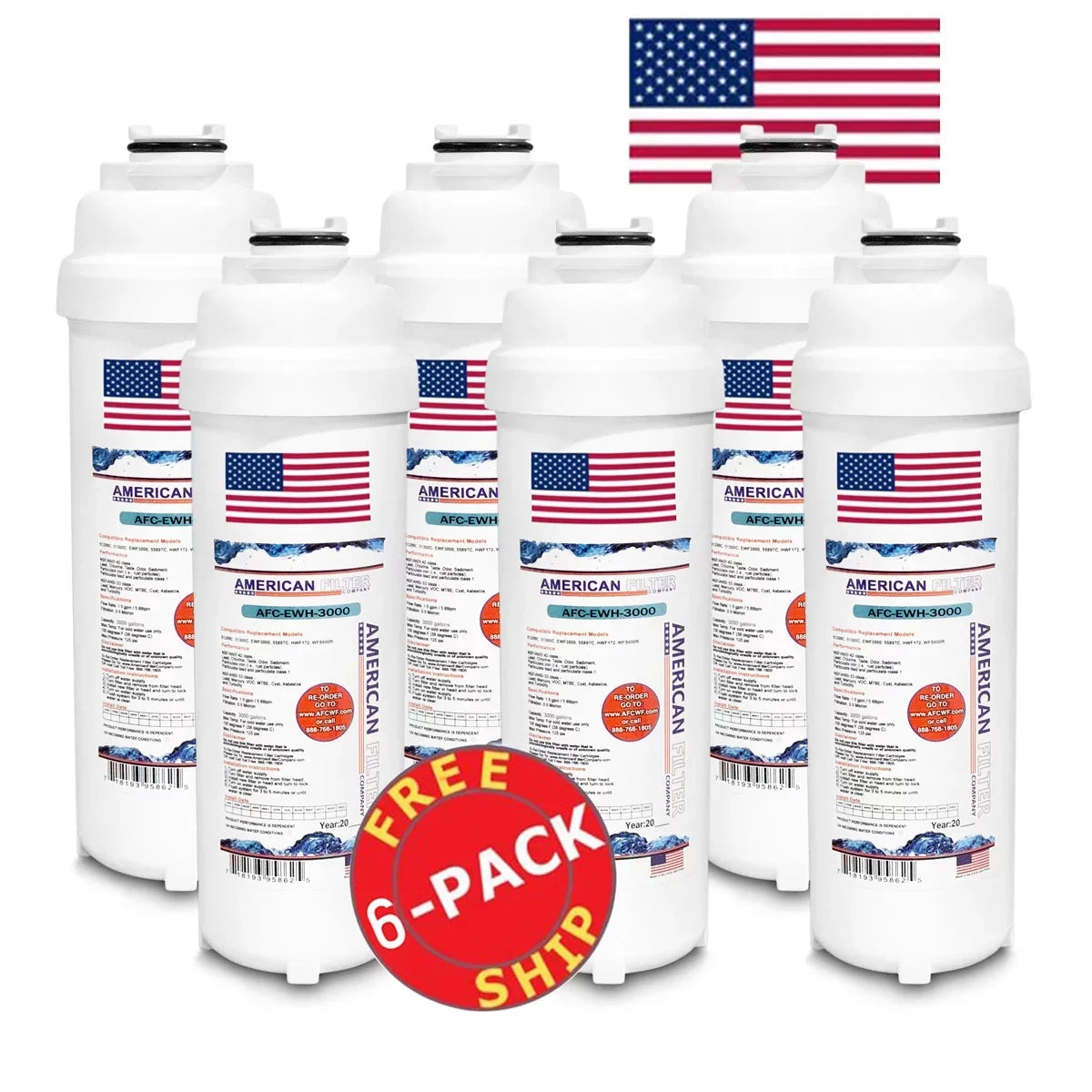 HTVZ8SS-WF , Filter Filters 6 with , Model - - in AFC Made Water U.S.A. # Compatible , Brand AFC-EWH-3000