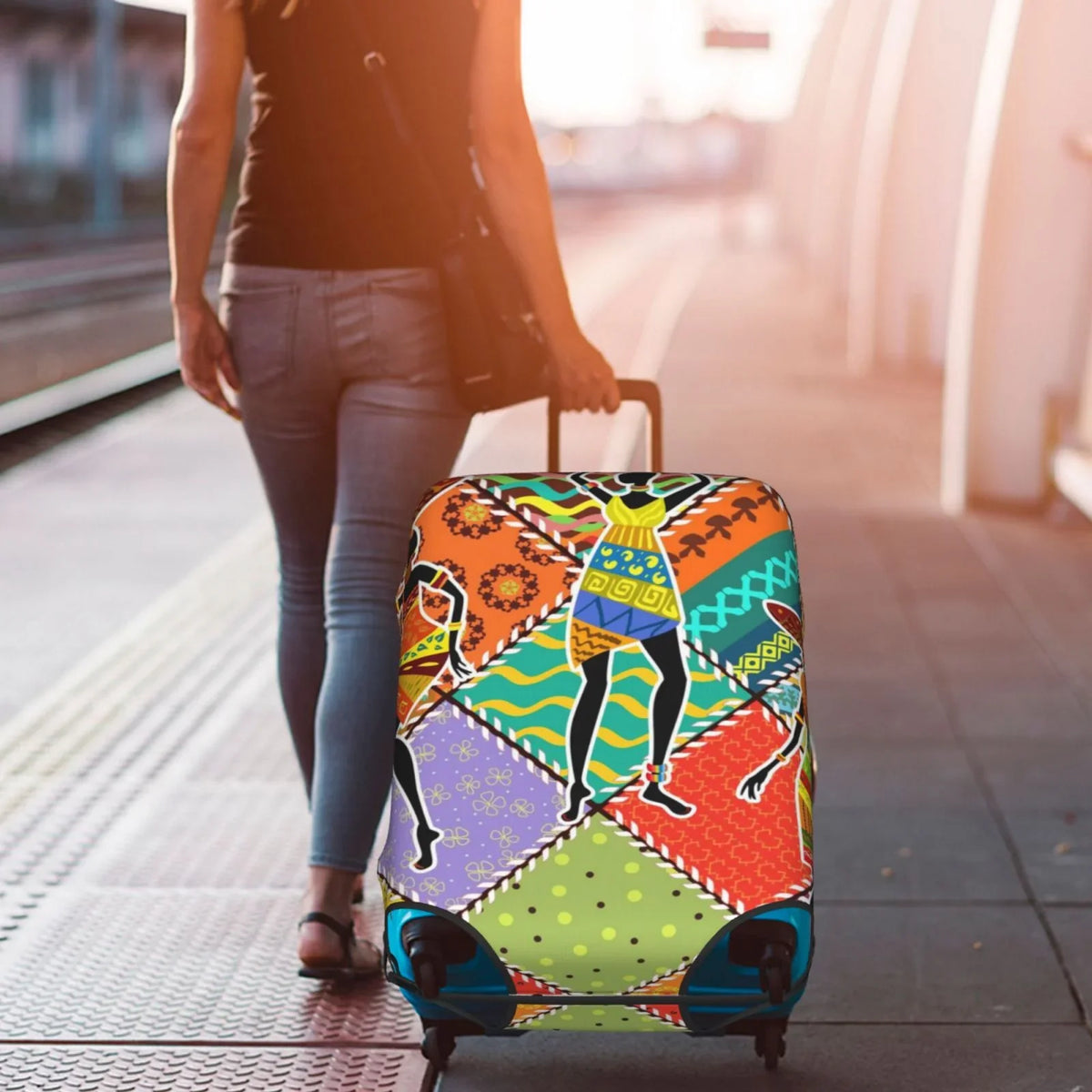 Suitcase Suitcase Protector- Kll Cover Luggage Cover Dancing African Womans