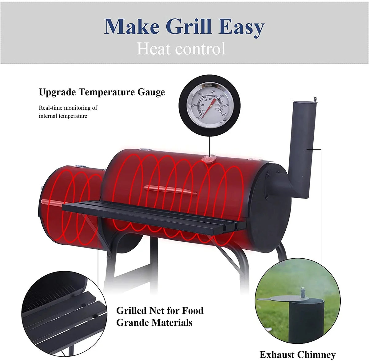 BBQ Outdoor Meat Charcoal Pit Barbecue Vebreda Smoker Grill Cooker Backyard