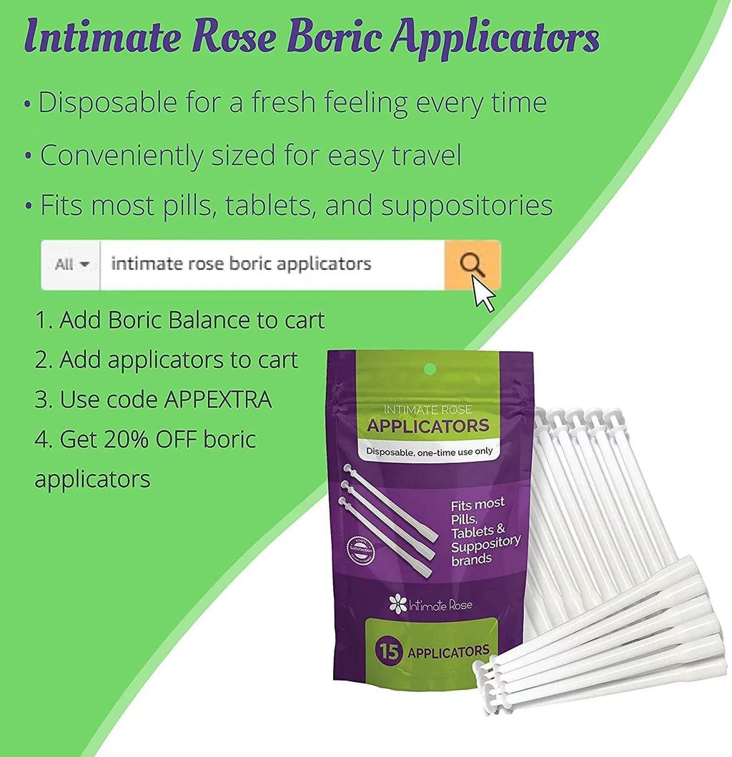 Intimate Vaginal Yeast pH Boric Women, Acid for Applicators 21 100% USA + Infection, for Vaginosis, 90-Count Suppositories, Boric Bacterial Vaginitis, Balance Acid - (600mg) in Rose Suppositories made