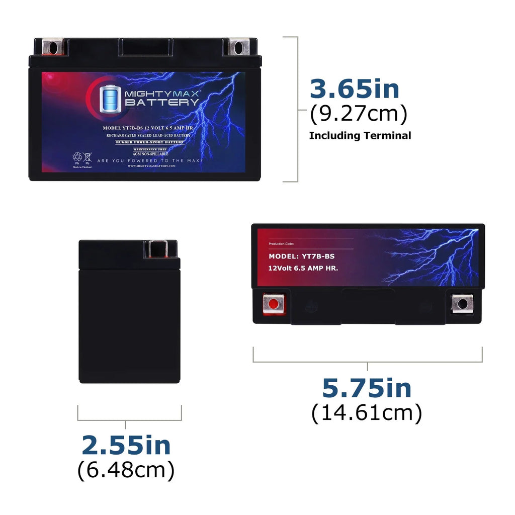 6.5AH Shotgun YT7B-BS Replacement Battery 12V with YT7B-BS Compatible