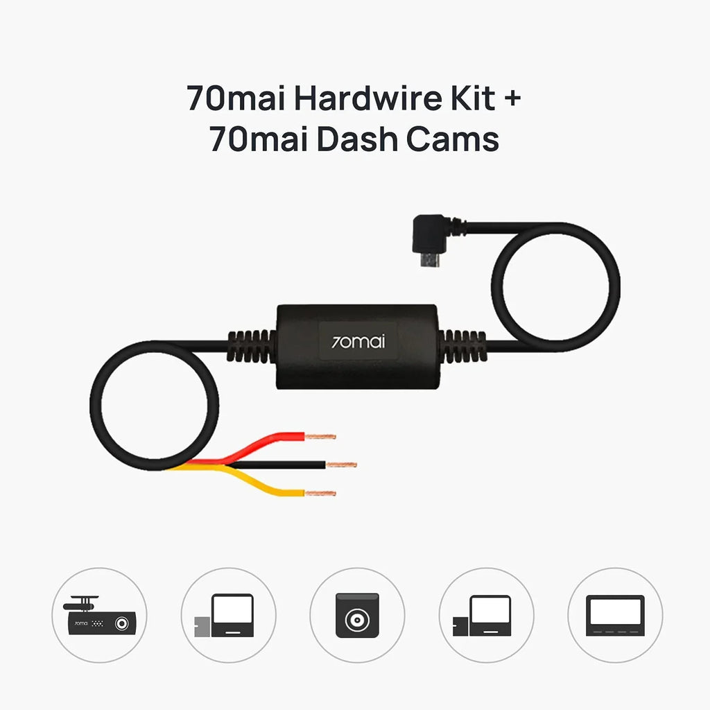 Dash Hour for 24 ro 5V/2.4A, Car to Low Cams, Voltage 12V-30V USB 10ft Hardwire Parking Kit, Protection,