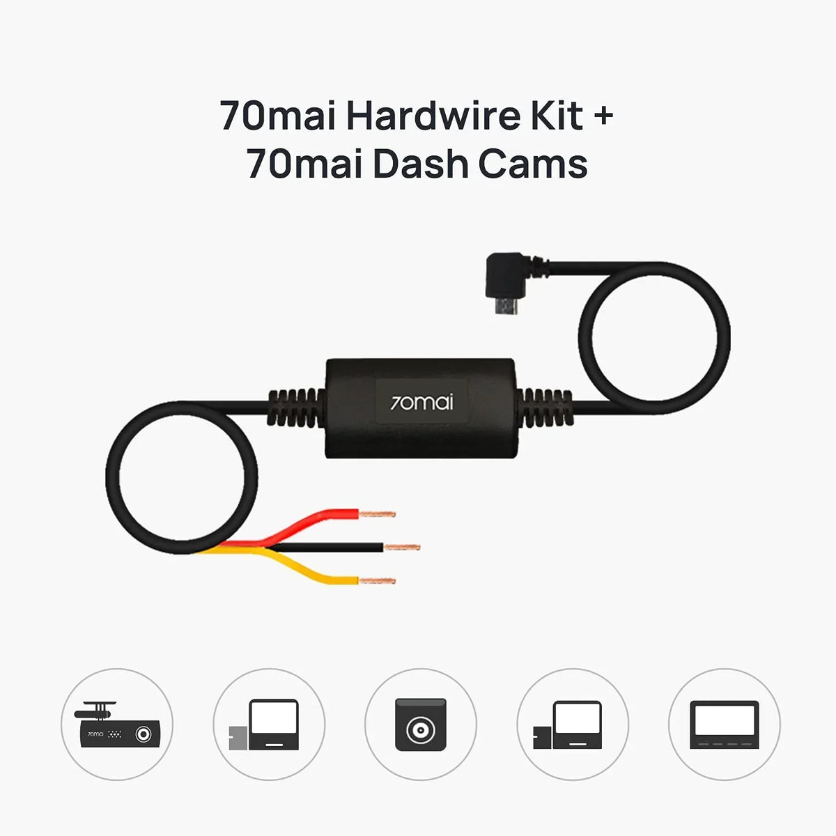 Dash Hour for 24 ro 5V/2.4A, Car to Low Cams, Voltage 12V-30V USB 10ft Hardwire Parking Kit, Protection,