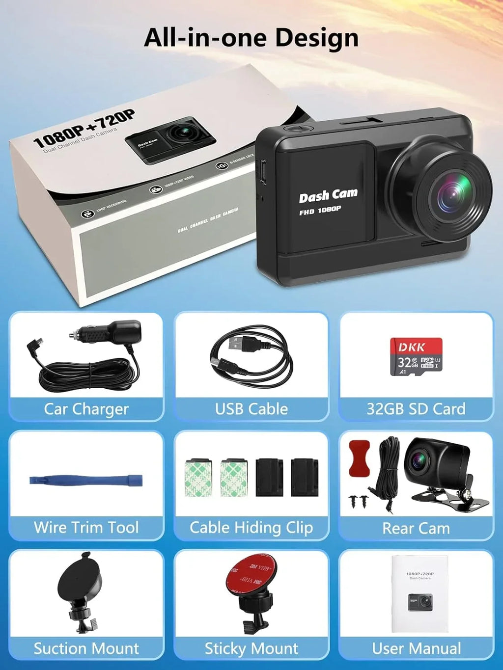 and Ways, Parking Full with Cam Lock, SD inch Mini Loop Dash Rear, Accident Card, Vision, Cam 2 Night Screen, Car,Motorcyle,Balls HD 32GB IPS 1080P WDR, Monitor Recording, Mounting Dash 2.45 Front