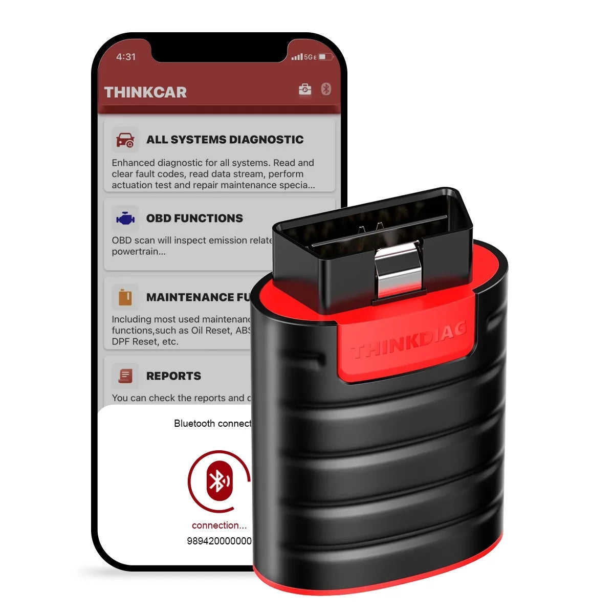 Diagnostic OBD2 Cars Reader Tool THINKDIAG Since Scanner Full Included) Bluetooth Systems Functions Maintenance Code THINKCAR (2 for 1996- Software Car Year 15