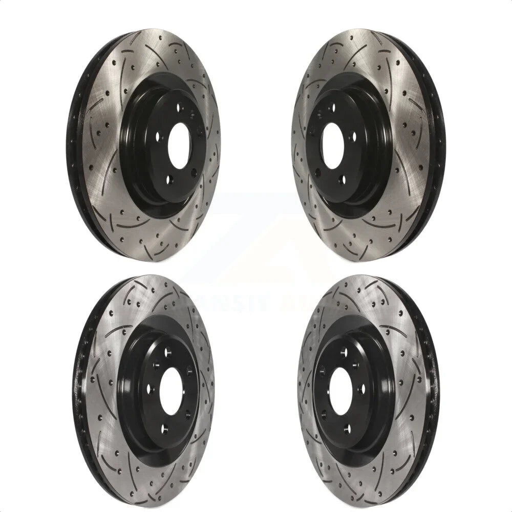 For A6 Kit KD-100319 A7 S5 Drilled Coated Q5 Porsche Disc Rotors Slotted Quattro Rear Brake S4 Macan Audi Front