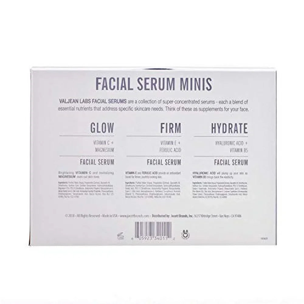 Pack Facial Labs Supercharged, and - Paraben Ingredients Firm Combo Serum, Cruelty Valjean of Skincare Bottles - Free, Glow, Free, Hydrate, Targeted 1oz
