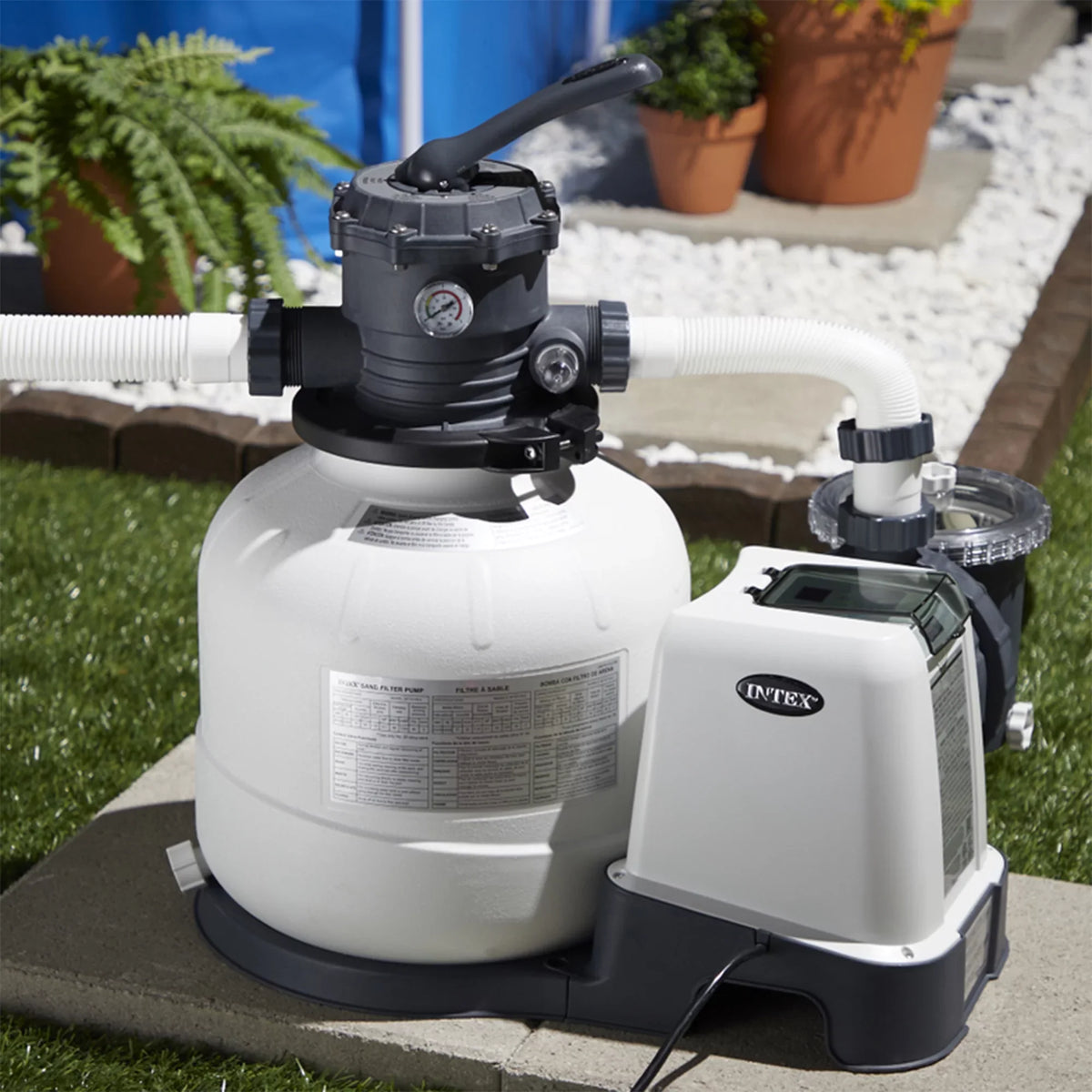 Sand Filter Intex ZX100 Automatic Pool Pool Pressure Side Pump with Cleaner